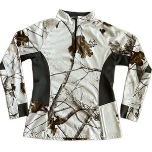 REALTREE WOMENS 1/4 ZIP PERFORMANCE CAMO FLEECE JACKET SIZE: LARGE